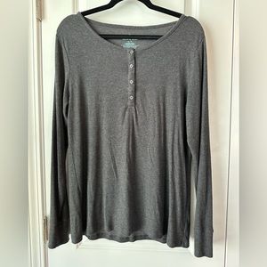 Tommy John Women’s Downtime Henley in Charcoal Heather (Size XL)
